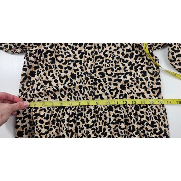ASOS DESIGN button through tiered smock maxi dress leopard print sz 2 US modest - Picture 8 of 10